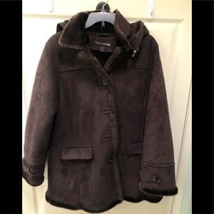 EUC Brown hooded coat size L Weather Tame brand